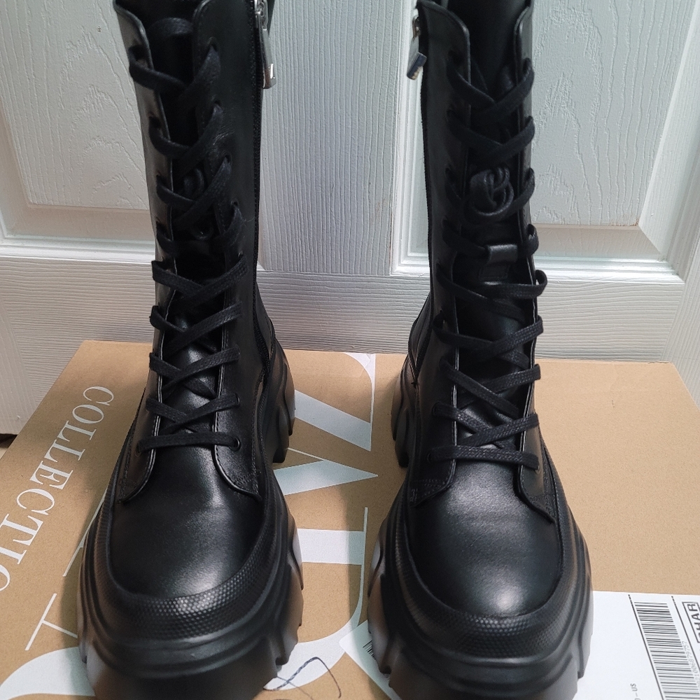 Zara low heeled lug sole leather boots - Picture 10 of 16